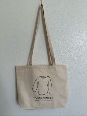 Cream Canvas Tote with Minimal Sweater Graphic
